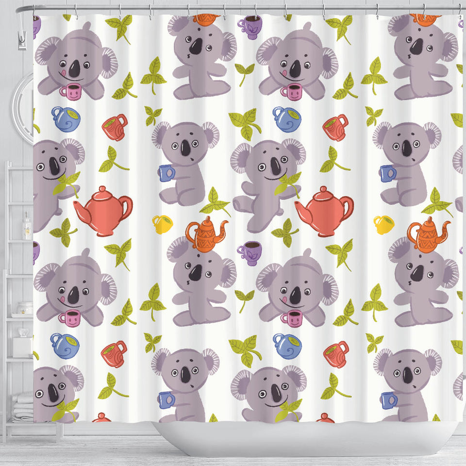 Cute Koalas Teapots Tea Shower Curtain Fulfilled In US