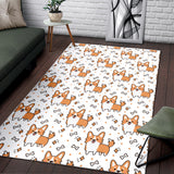 Cute Corgi Heart Star Bone Pattern Area Rug