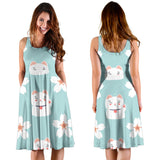 Maneki Neko Lucky Cat Sakura Sleeveless Midi Dress