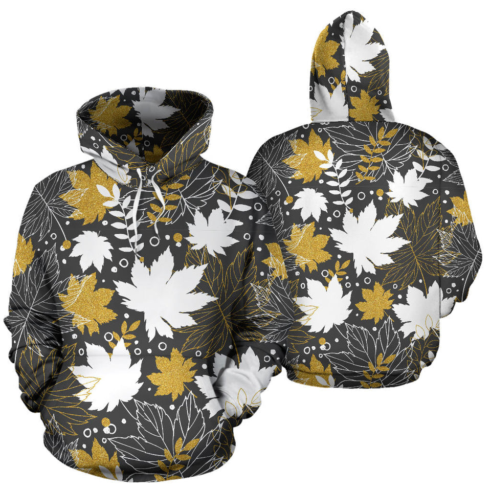 Beautiful Gold Autumn Maple Leaf Pattern Men Women Pullover Hoodie