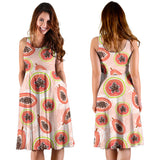 Papaya Leaves Pattern Sleeveless Midi Dress