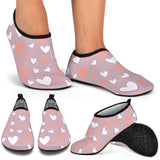 Coral White Heart Pattern Aqua Shoes