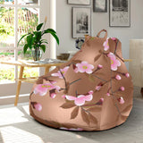 Pink Sakura Cherry Blossom Drak Brown Background Bean Bag Cover