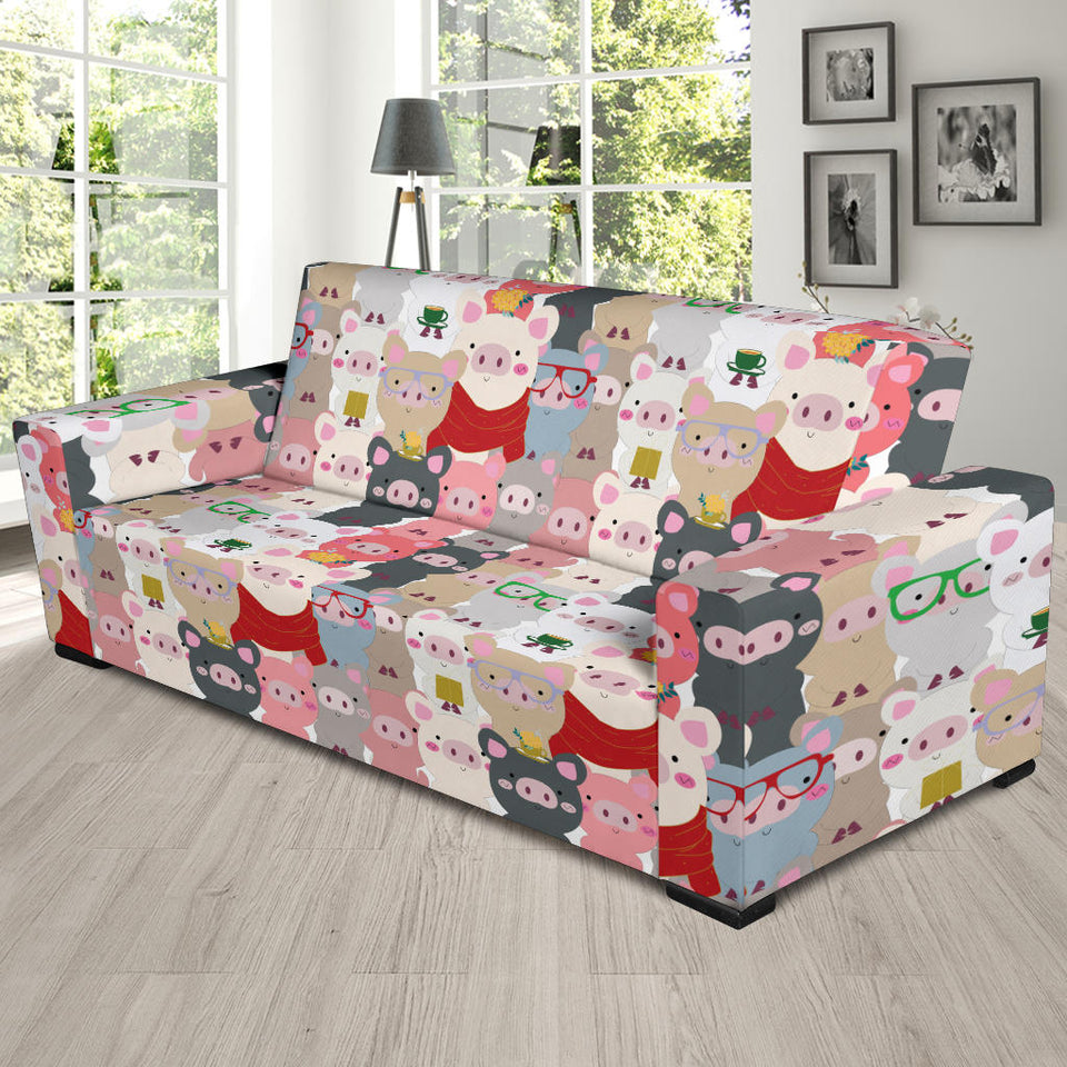 Pig Pattern Print Design 02  Sofa Slipcover