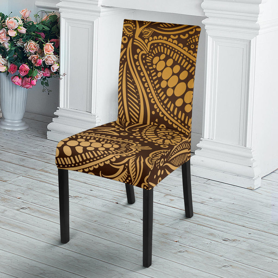 Cocoa Beans Tribal Polynesian Pattern Background Dining Chair Slipcover