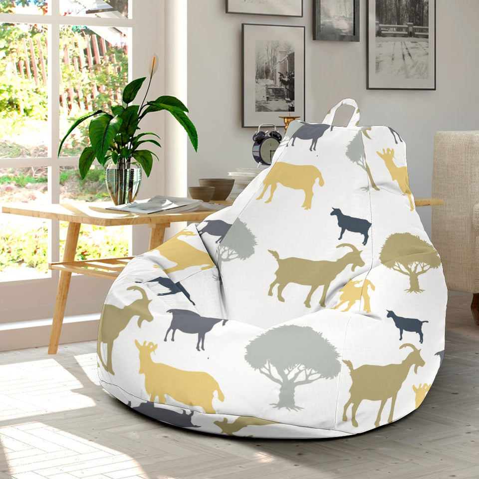 Silhouettes Of Goat And Tree Pattern Bean Bag Cover