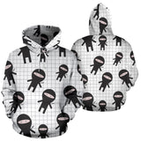 Ninja Pattern Plaid Background Men Women Pullover Hoodie