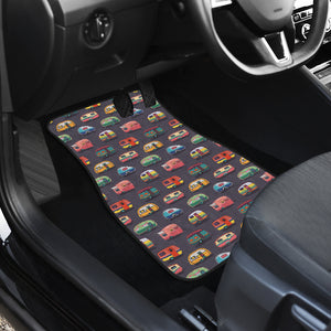 Camper Van Pattern Print Design 02 Front Car Mats