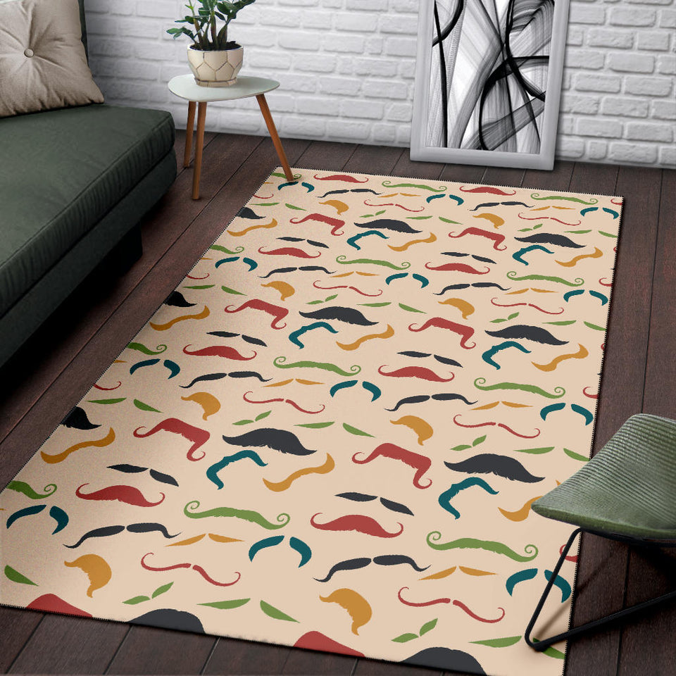Mustache Beard Pattern Print Design 03 Area Rug