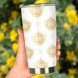 Gold Ornamental Lotue Waterlily Symbol Pattern Tumbler