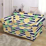 Pineapples Pattern Striped Background Loveseat Couch Slipcover