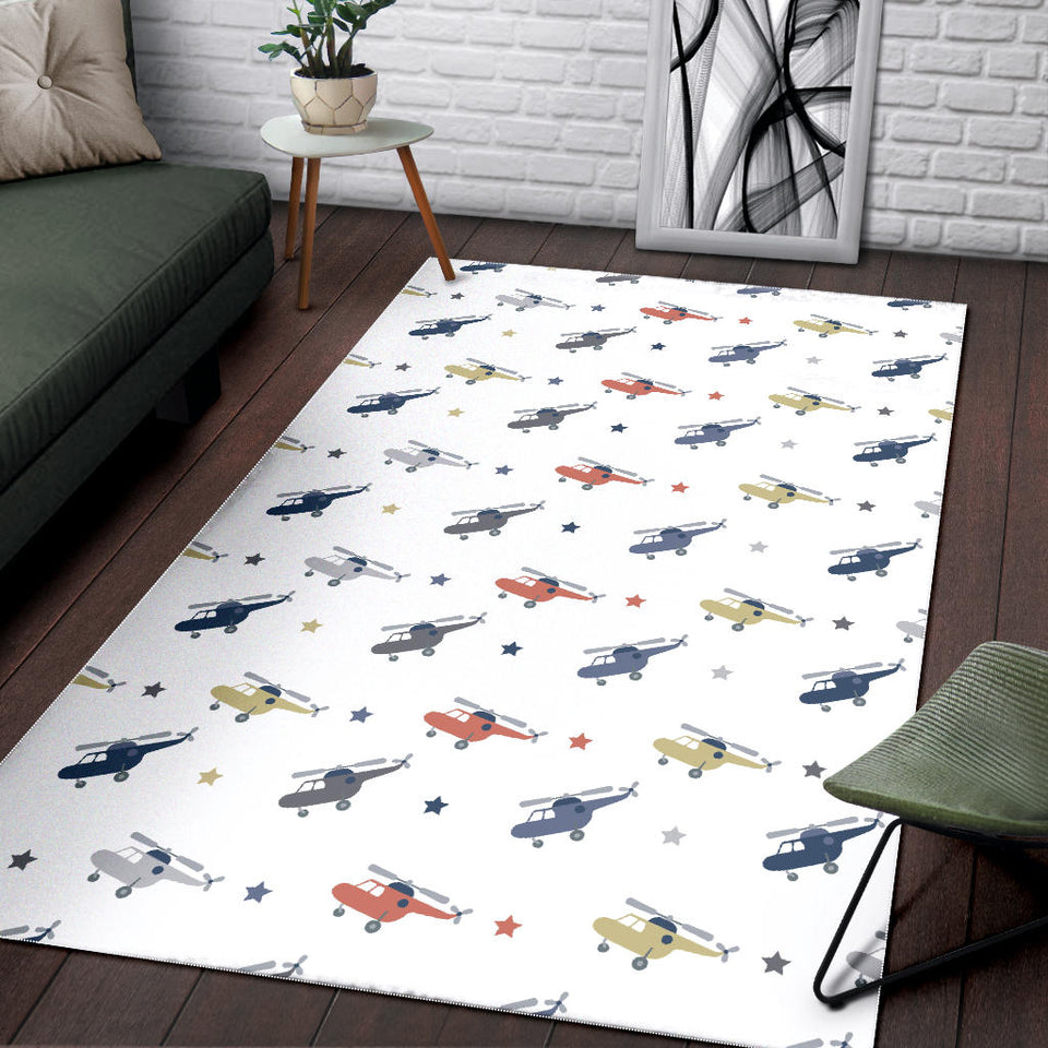 Cute Helicopter Star Pattern Area Rug