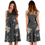 Cute Koala Pattern Sleeveless Midi Dress