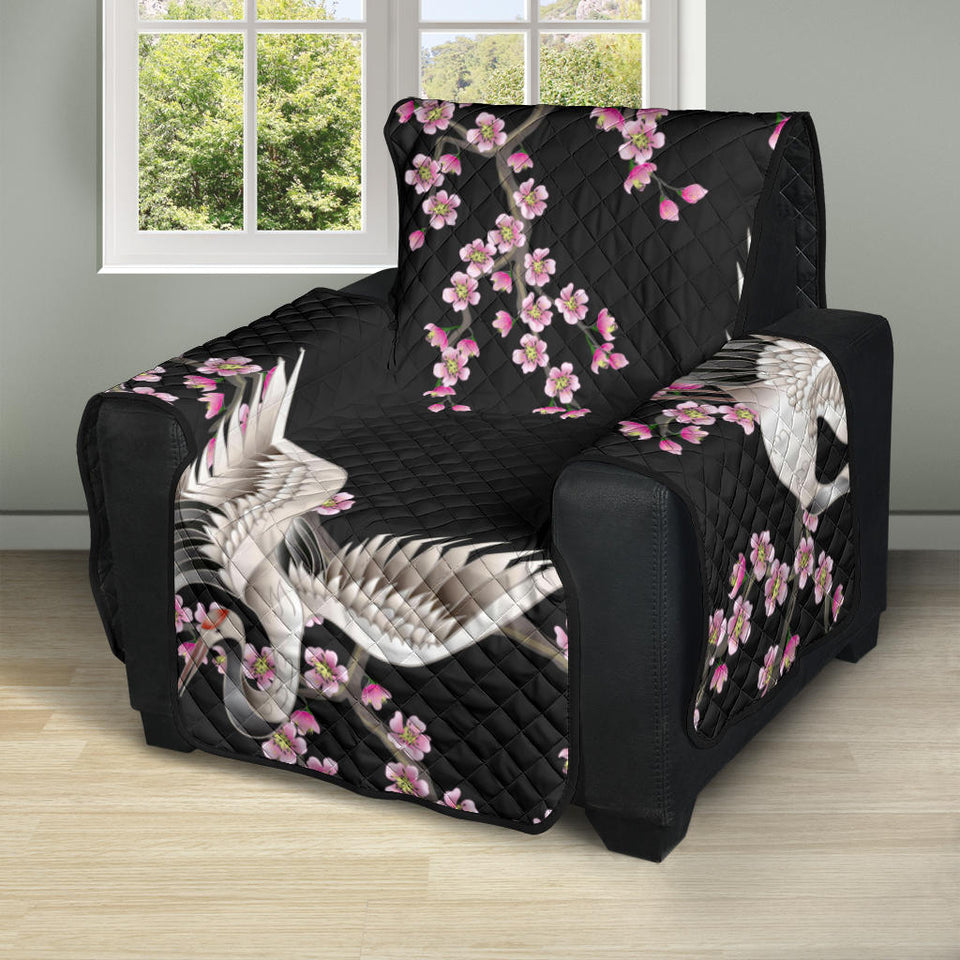 Japanese crane pink sakura pattern Recliner Cover Protector