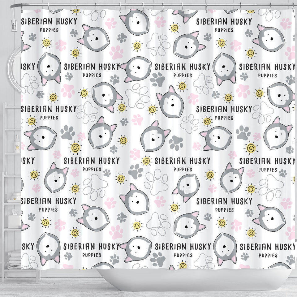 Siberian Husky Design Pattern Shower Curtain Fulfilled In US