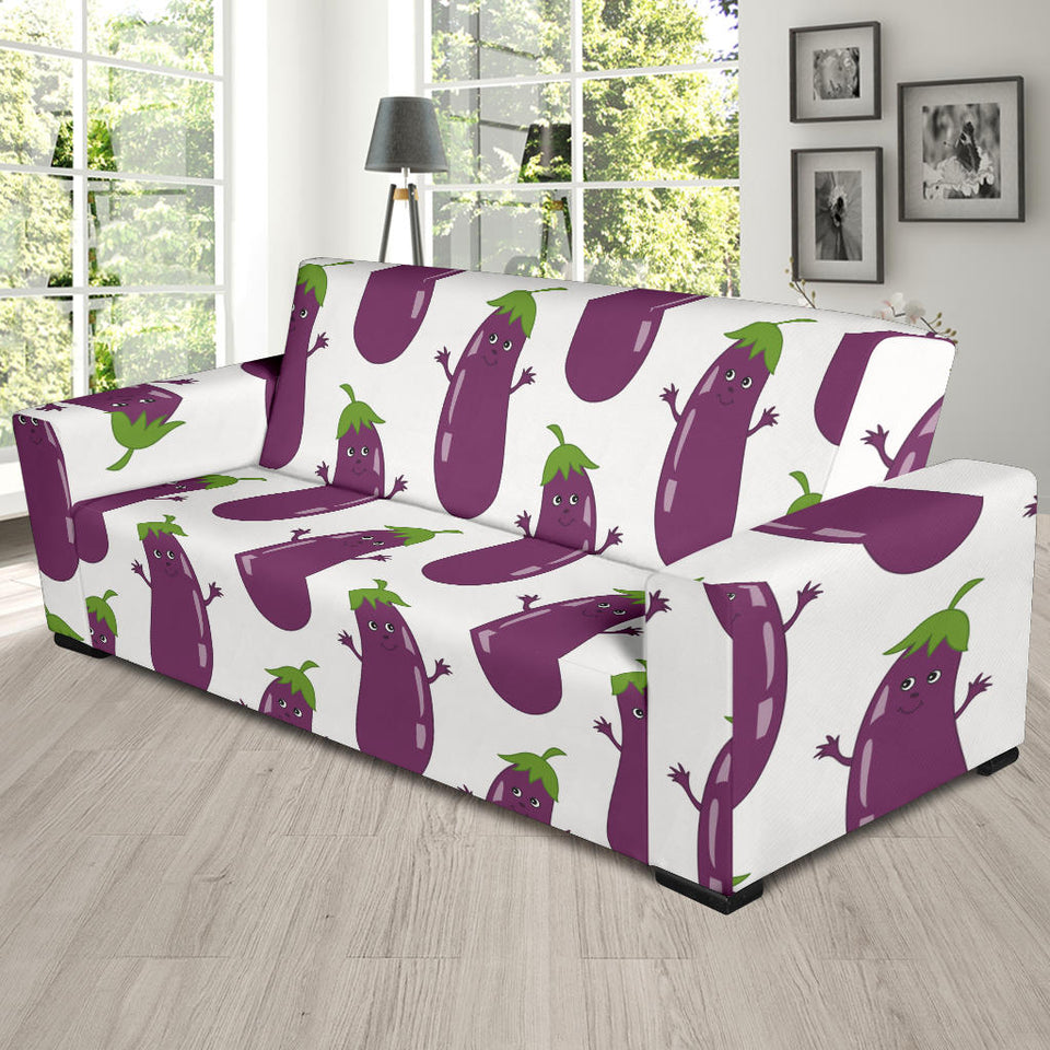 Eggplant Pattern Print Design 01 Sofa Slipcover