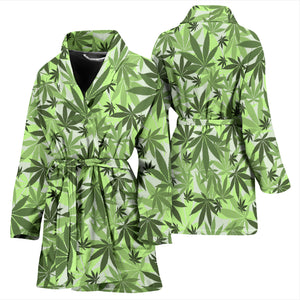 Canabis Marijuana Weed Pattern Print Design 01 Women's Bathrobe