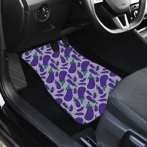 Eggplant Pattern Print Design 03 Front Car Mats