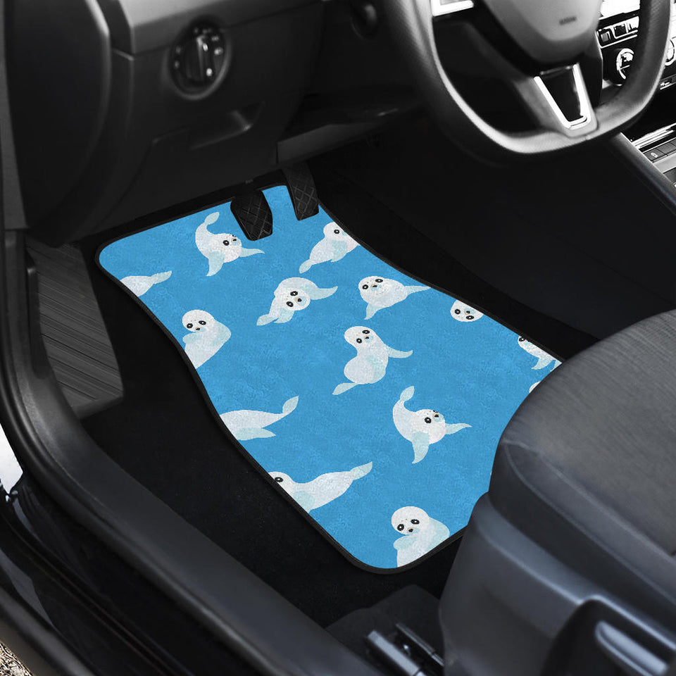 Cute Sea Lion Seal Pattern Background Front And Back Car Mats