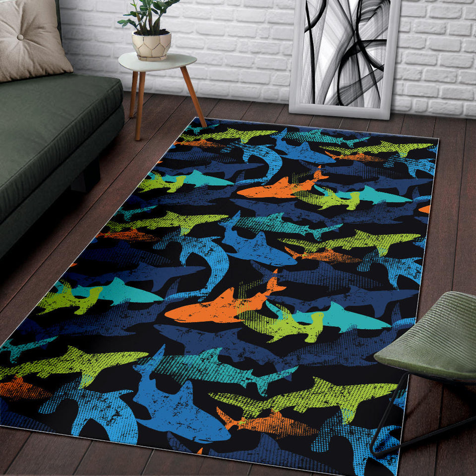 Colorful Shark Area Rug