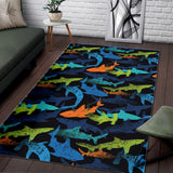 Colorful Shark Area Rug