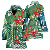 Heliconia Palm And Monstera  Leaves Pattern Women'S Bathrobe