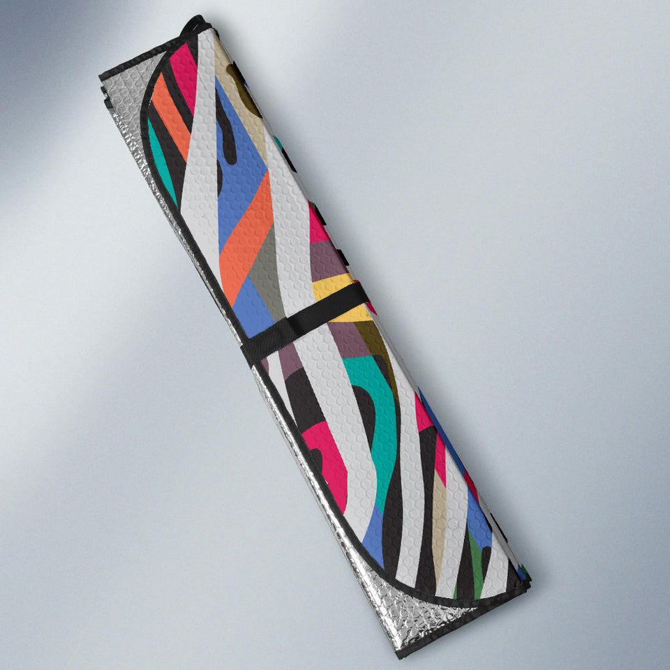 Colorful Zebra Skin Pattern Car Sun Shade