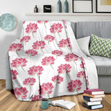 Pink Lotus Waterlily Pattern Premium Blanket