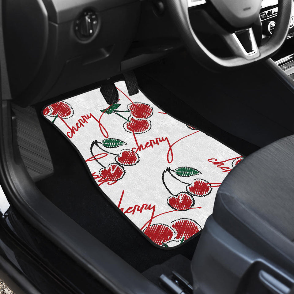 Hand Drawn Cherry Pattern Front And Back Car Mats
