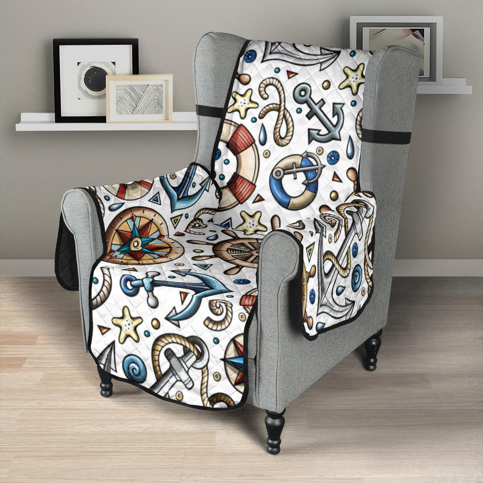 Cute nautical steering wheel anchor pattern Chair Cover Protector