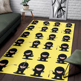 Cute Ninja Yellow Background Area Rug