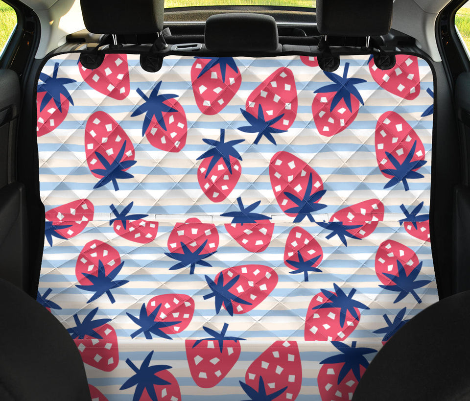 Strawberry Pattern Blue Lines Background Dog Car Seat Covers