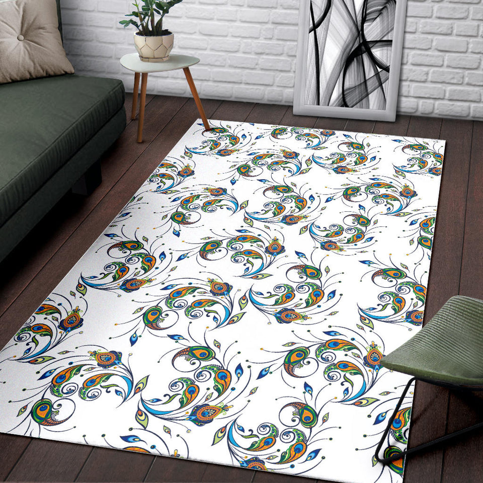Peacock Feather Pattern Area Rug