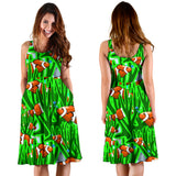 Clown Fish Pattern Print Design 01 Sleeveless Midi Dress