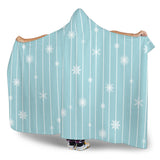 Snowflake Pattern Blue Stripe Background Hooded Blanket