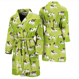 Jack Russel Pattern Print Design 01 Men's Bathrobe