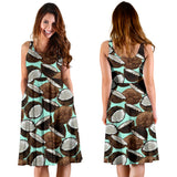 Coconut Pattern Print Design 03 Sleeveless Midi Dress