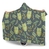 Cute Owls Leaves Pattern Hooded Blanket