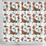 Sea Lion Seals Jellyfish Pattern Shower Curtain Fulfilled In US