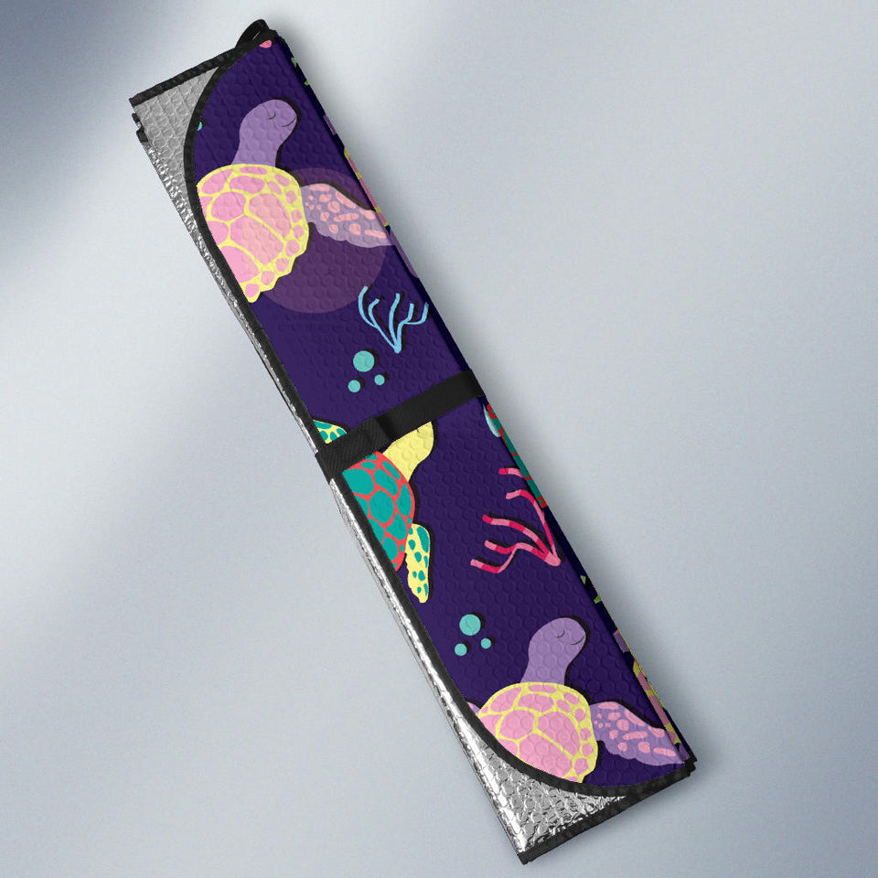 Colorful Sea Turtle Pattern Car Sun Shade