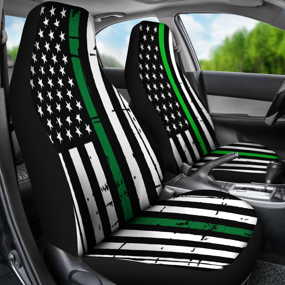 American Flag Green Stripe Car Seat Covers