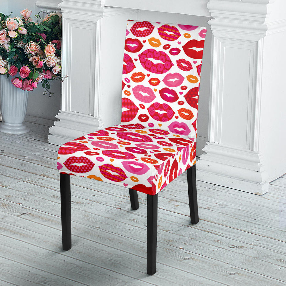 Lips Pattern Print Design 01 Dining Chair Slipcover