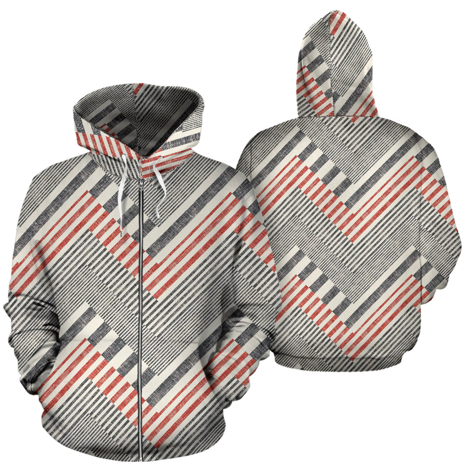 Zigzag Chevron Striped Pattern Zip Up Hoodie