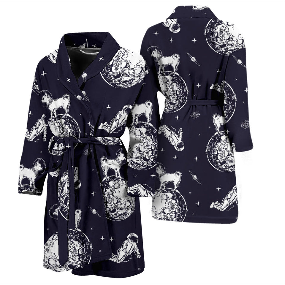 Chihuahua Space Helmet Astronaut Pattern Men'S Bathrobe