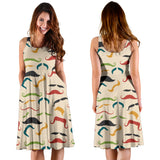 Mustache Beard Pattern Print Design 03 Sleeveless Midi Dress