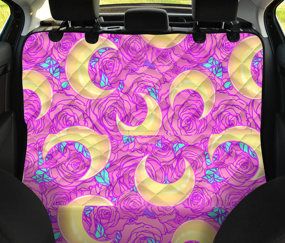 Moon Pink Rose Background Dog Car Seat Covers