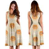 Cute Brown Pomeranian Puppy  Sleeveless Midi Dress