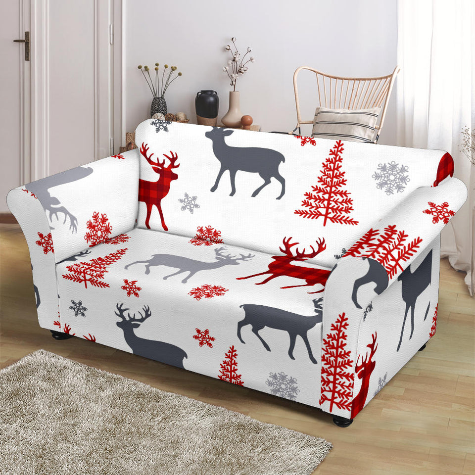 Deer Tree Snowflakes Chrismas Pattern Loveseat Couch Slipcover