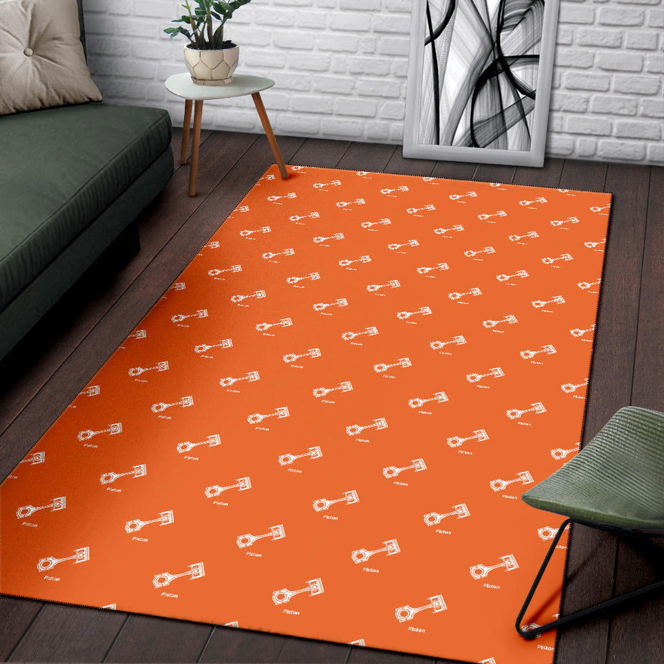 Engine Piston Orange Background Pattern Print Design 05 Area Rug