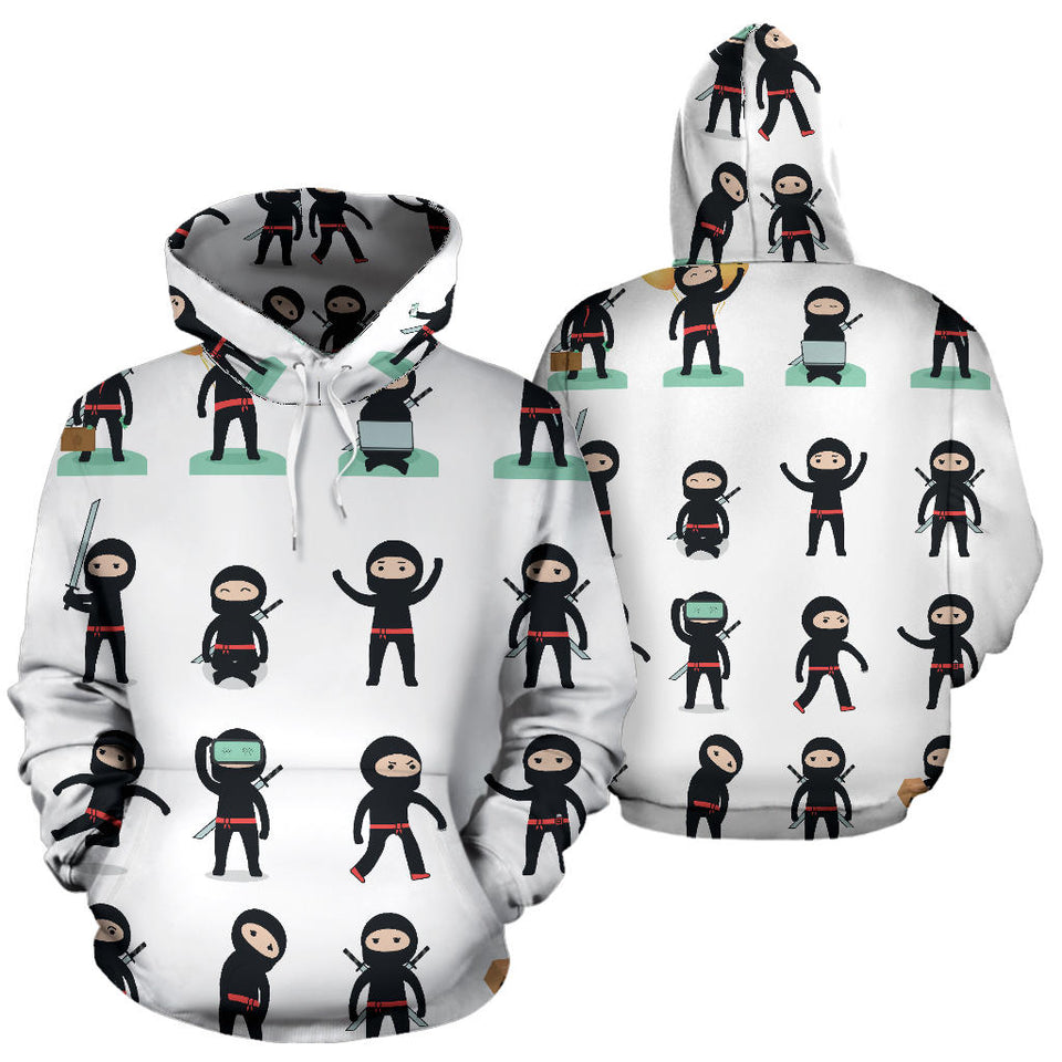 Cute Ninja Katana Sword Pattern Men Women Pullover Hoodie